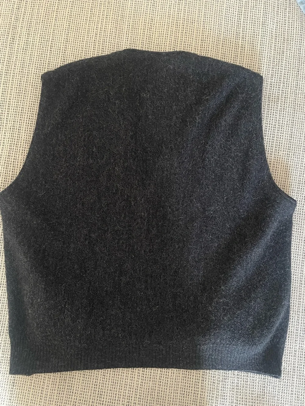 Vintage Fairway & Greene Button-Front Alpaca Sweater Classic V-Neck Vest.
